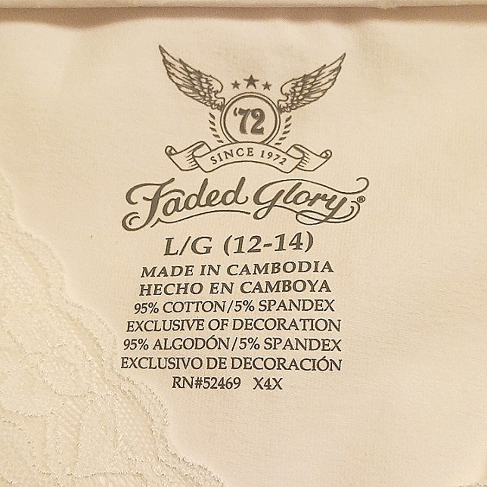 Faded Glory L optic white tank top with lace inset at v-neck - Picture 3 of 4